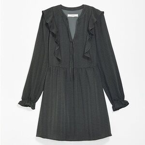 LOFT Textured Ruffle Swing Evergreen Dress size XS Petite